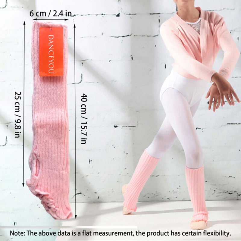 DANCE YOU DANCEYOU Ballet Leg Warmers for Girls Toddler Teens Stirrup Ankle Warmers Knitted Socks for Dance Practice Yoga Sports Casual, Pink - Image 4